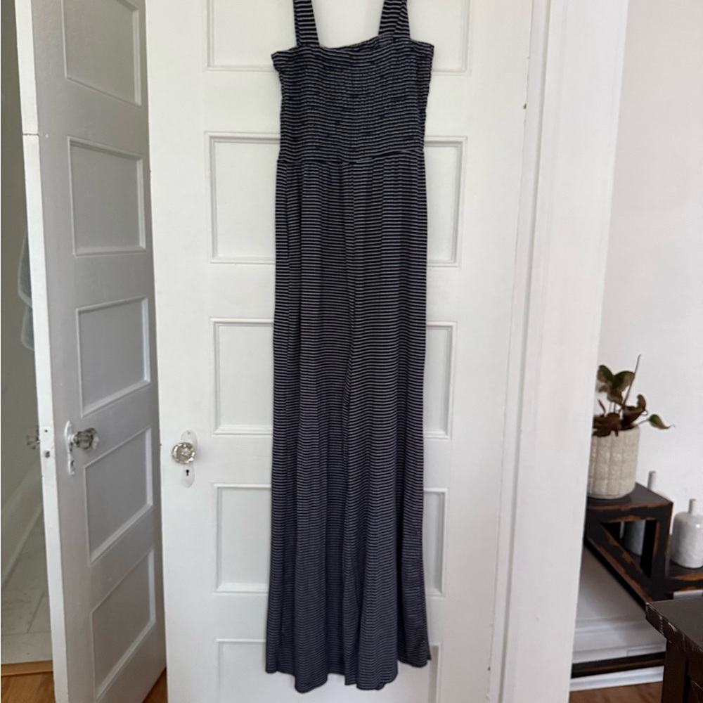 Striped Blue and White Maxi Jumpsuit